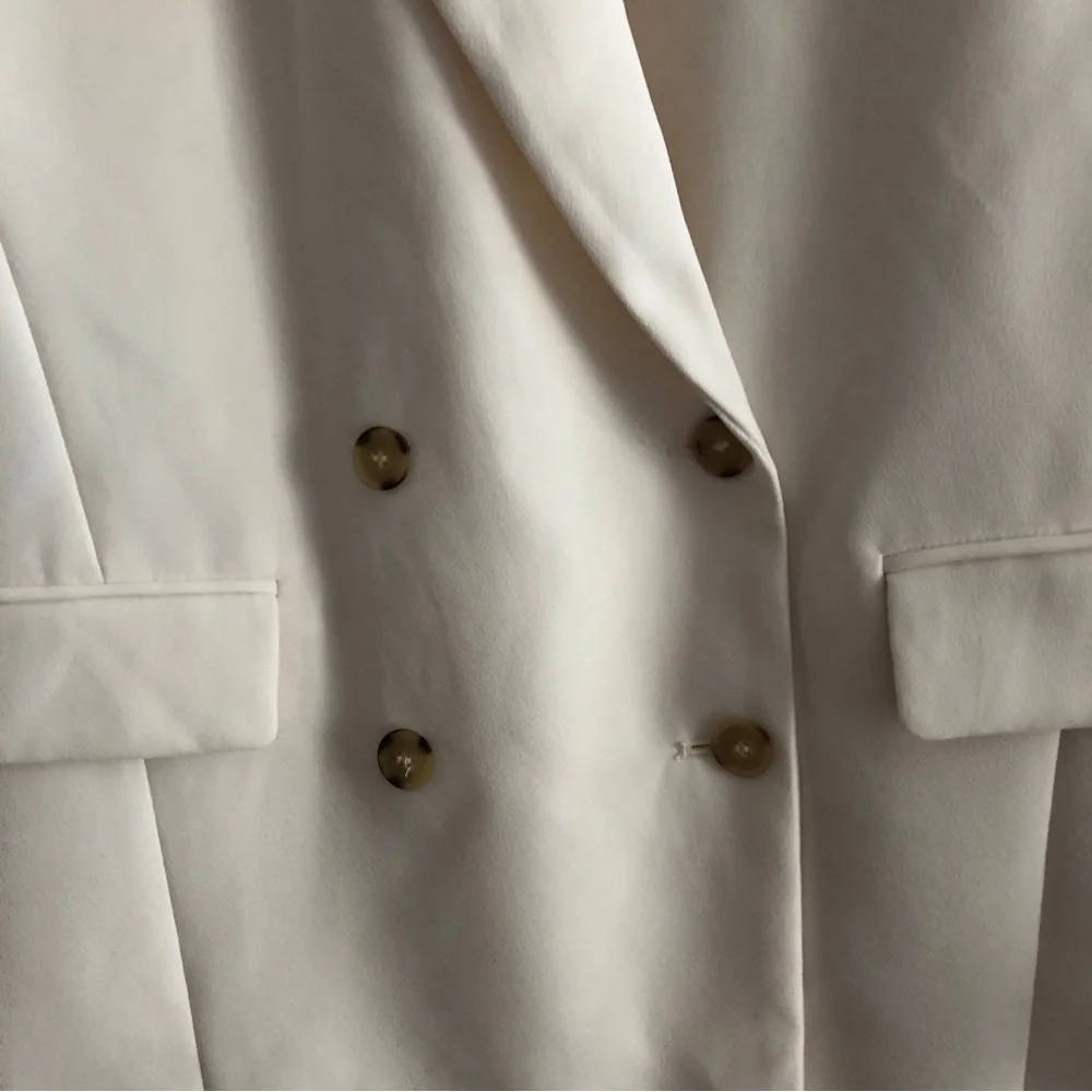 NWT ZARA Double Breasted Off White Oyster Cream Ivory Blazer S priced  to move - Picture 4 of 6